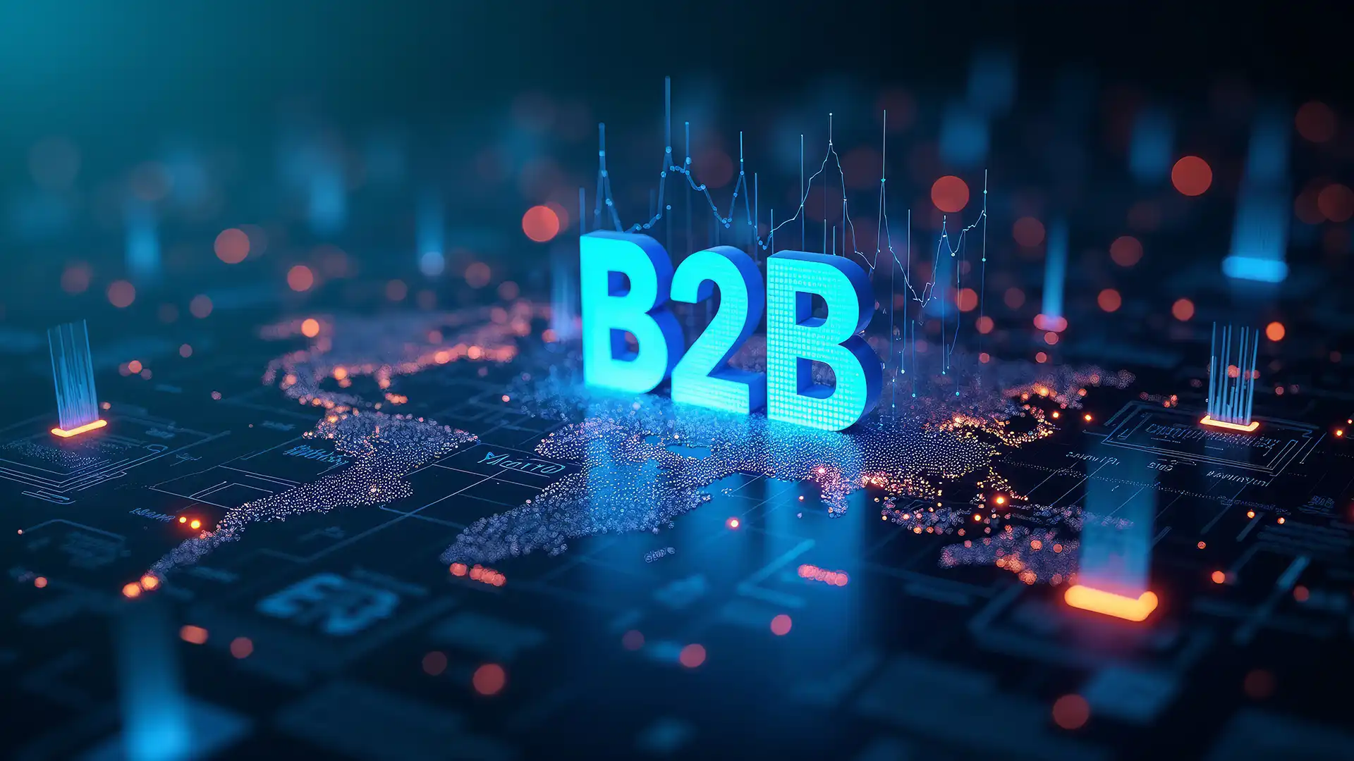 B2B satış ve cold outreach süreçlerini temsil eden yapay zekâ destekli veri analizi ve müşteri hedefleme görseli