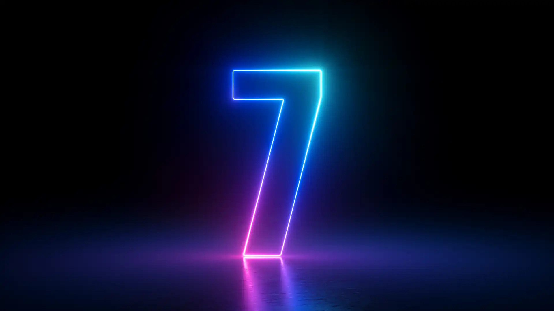 İhracat müşteri bulma araçlarının 7 çözüm türünü simgeleyen neon 7 rakamı
